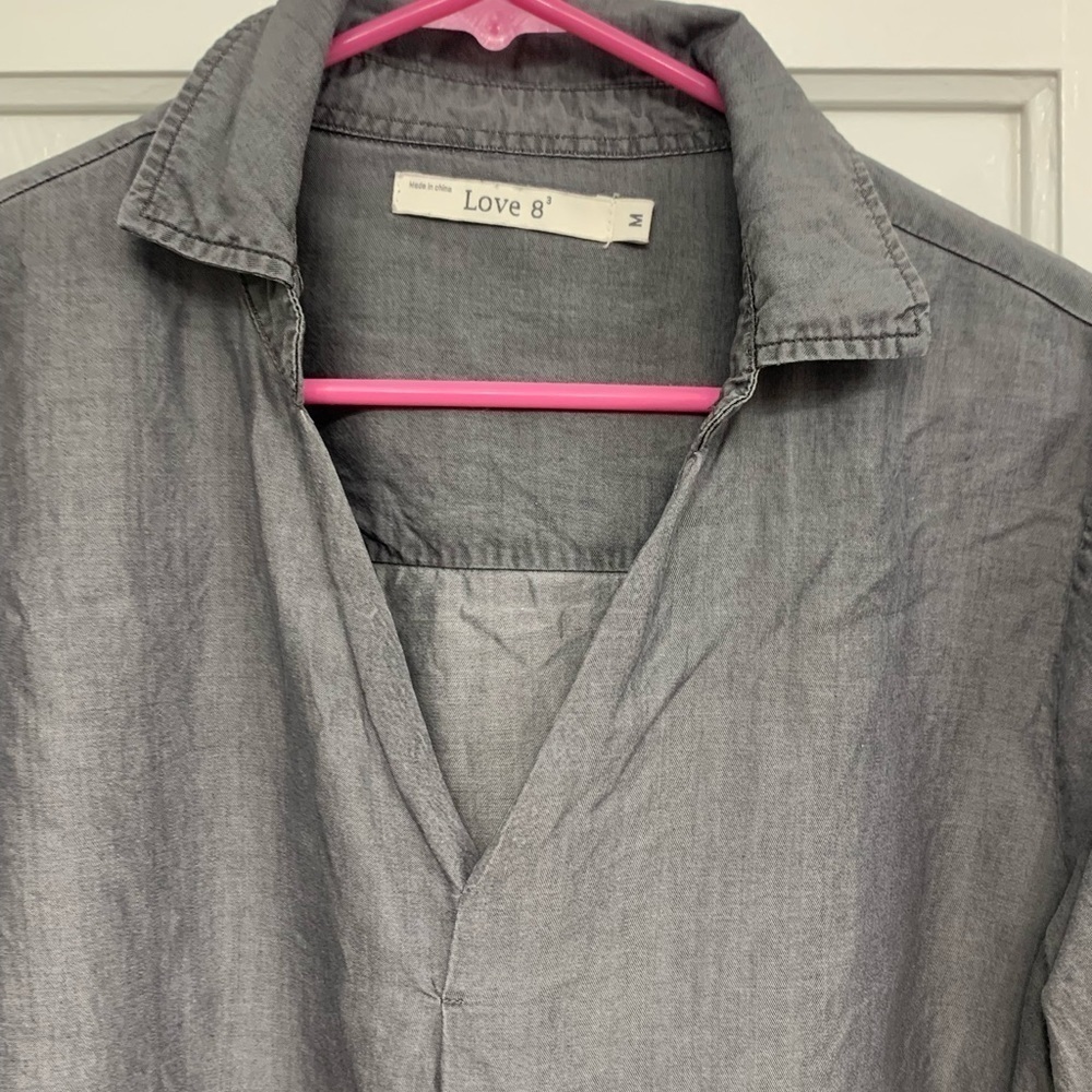 Love 8 Long Sleeve Pullover Shirt Size Medium Stonewash Gray